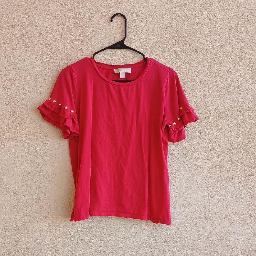 Michael Kors Pink Ruffled Flutter Sleeve Blouse
